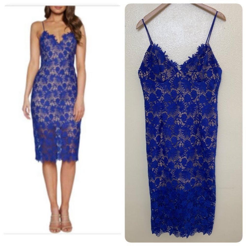 Bardot Tayla MIDI Dress Floral Lace Blue $139